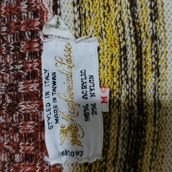 Very Gently Loved red yellow and cream cardigan sweater Italian designer medium - Picture 6 of 8